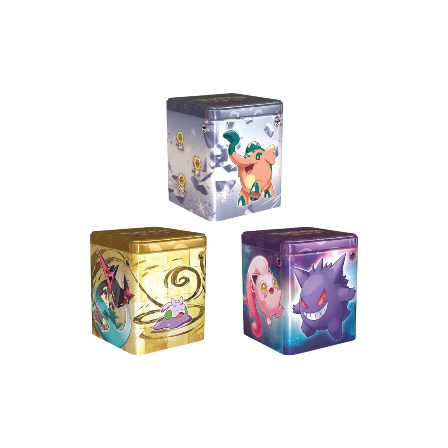 2024 Q1 Pokemon Stacking Tin Display (Psychic, Metal, Dragon) 6 tin case – Official Pokemon TCG Product