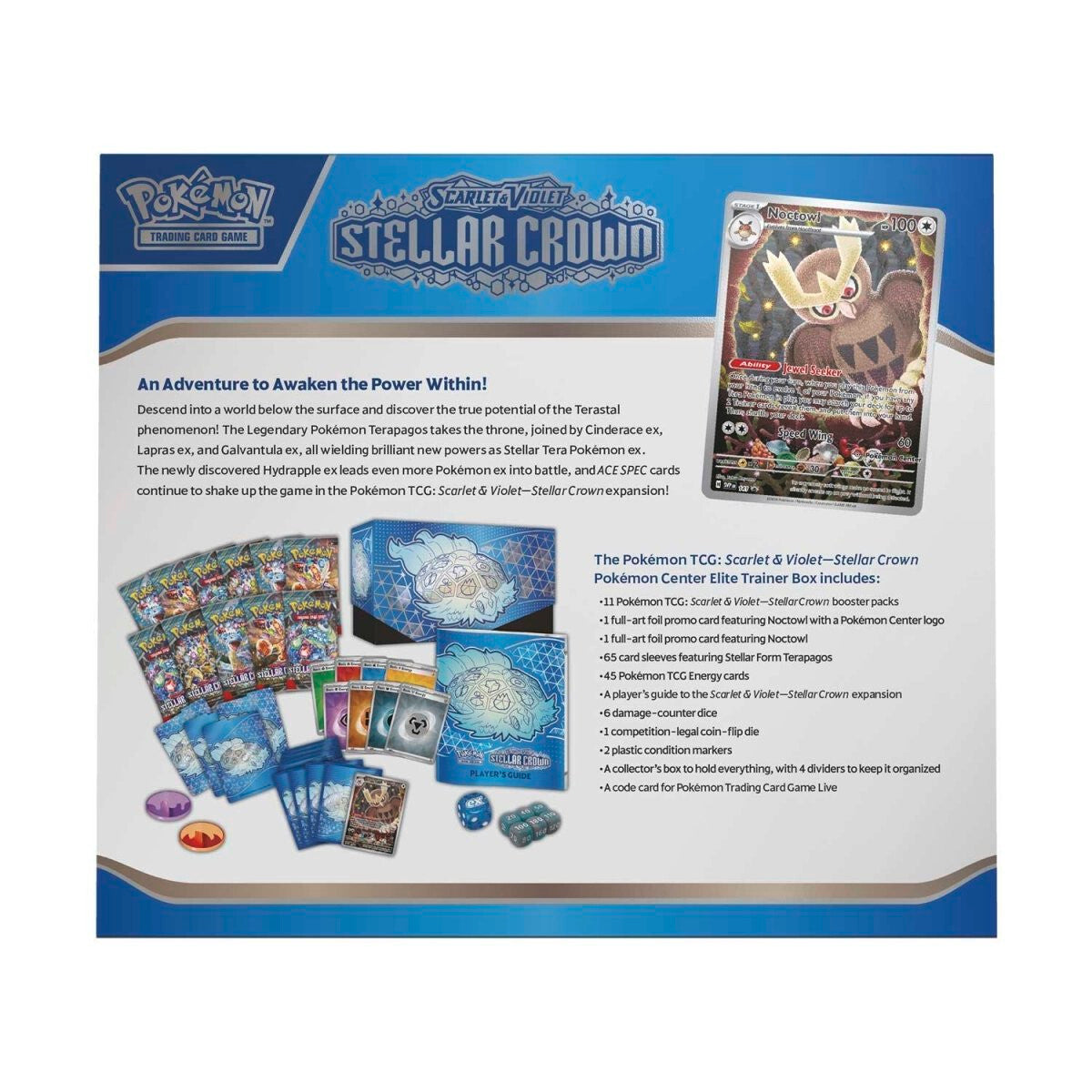 Pokemon TCG Scarlet & Violet - Stellar Crown Pokemon Center Elite Trainer Box – Complete Trainer Kit with Accessories