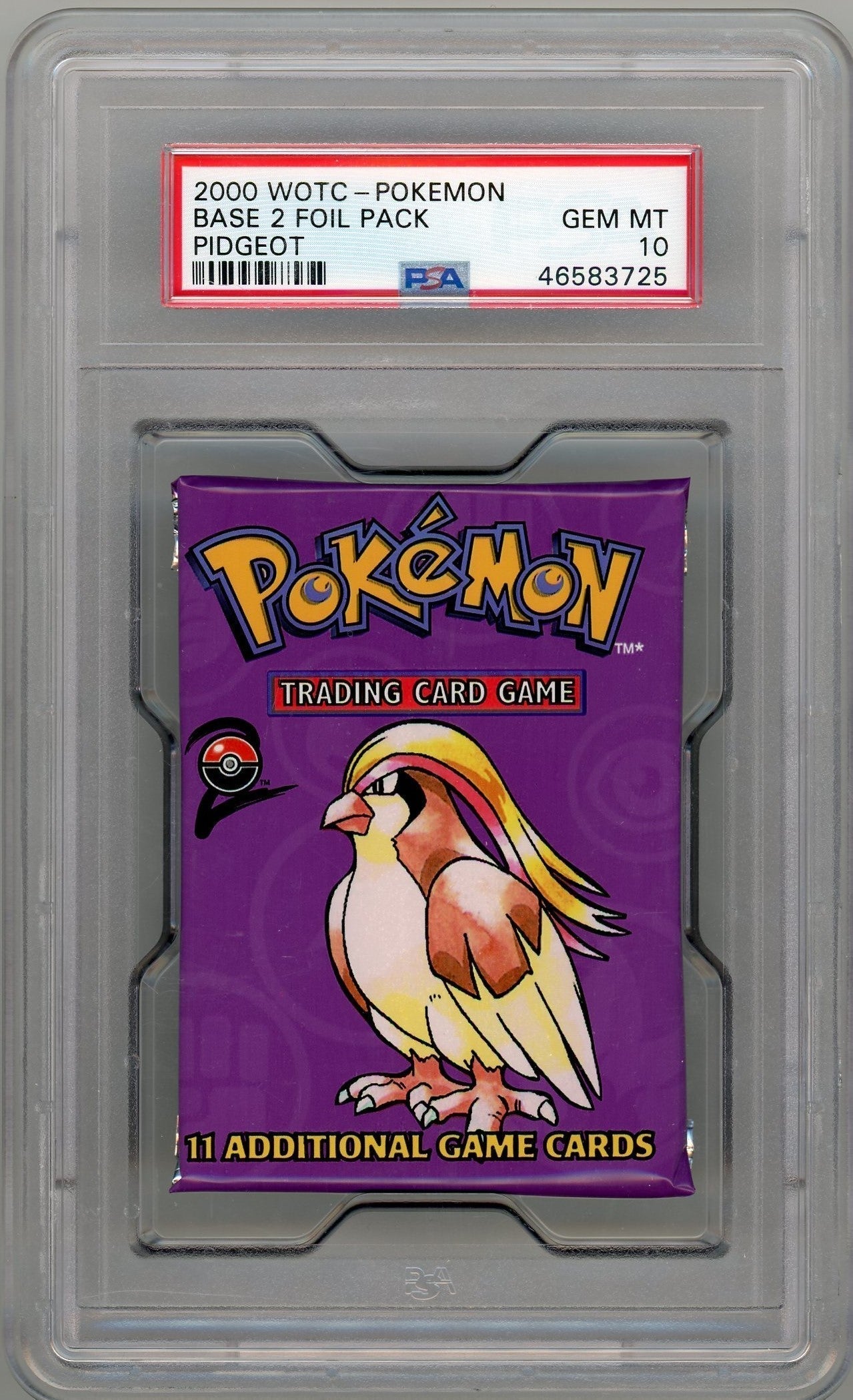 Pokemon 2000 WOTC Base Set 2 Foil Pack Pidgeot PSA 10 – Official Pokemon TCG Product