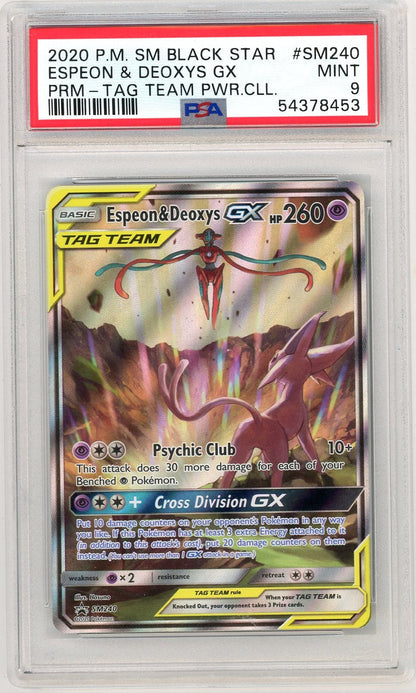 Espeon & Deoxys GX Pokemon Black Star Promo #SM240 PSA 9 – Official Pokemon TCG Product